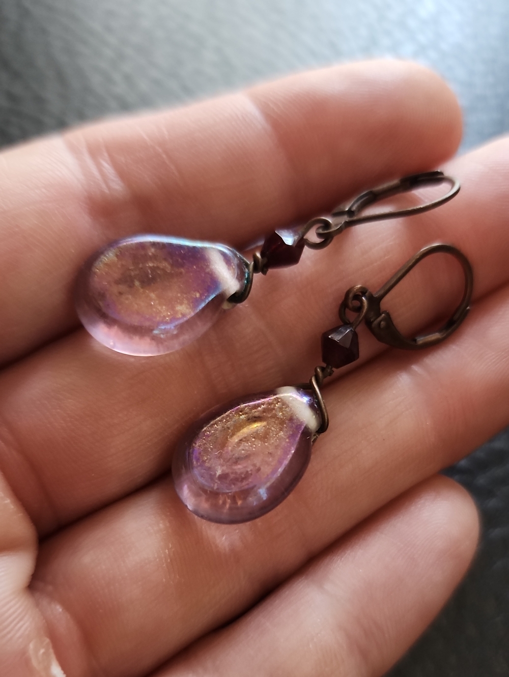 Purplish Pink Glass Teardrop Earrings - Elegant Women’s Jewelry